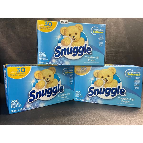 3 Boxes of Snuggle Cuddle-Up Fresh Dryer Sheets - 200 Sheets Per Box - New Sealed
