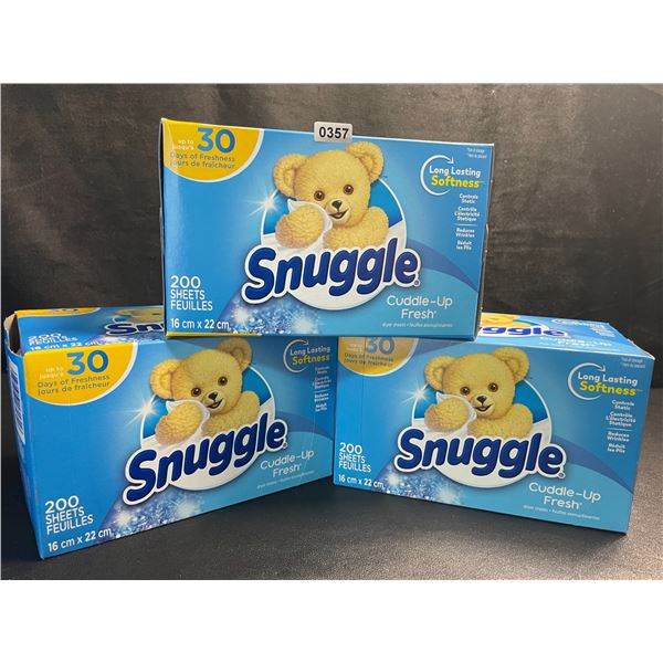 3 Boxes of Snuggle Cuddle-Up Fresh Dryer Sheets - 200 Sheets Per Box - New Sealed