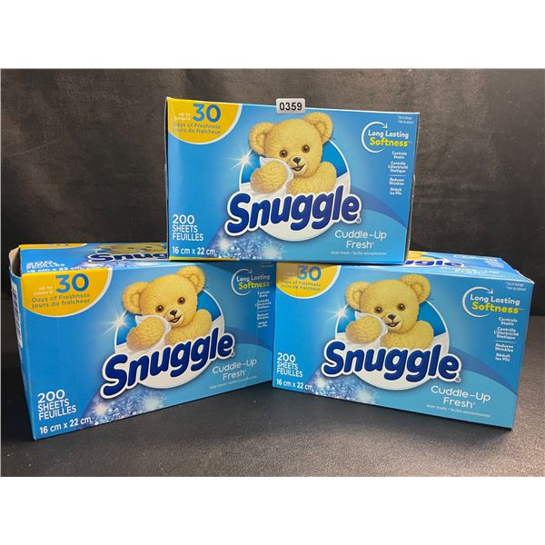 3 Boxes of Snuggle Cuddle-Up Fresh Dryer Sheets - 200 Sheets Per Box - New Sealed