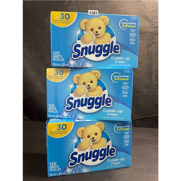 3 Boxes of Snuggle Cuddle-Up Fresh Dryer Sheets - 120 Sheets Per Box - New Sealed