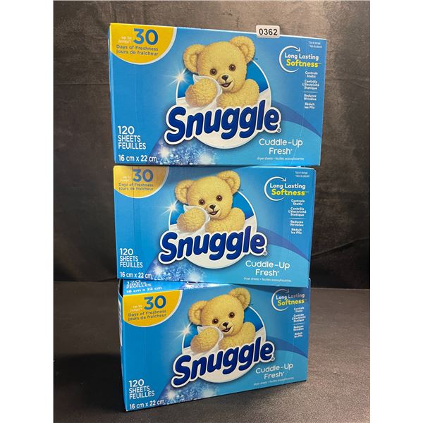 3 Boxes of Snuggle Cuddle-Up Fresh Dryer Sheets - 120 Sheets Per Box - New Sealed