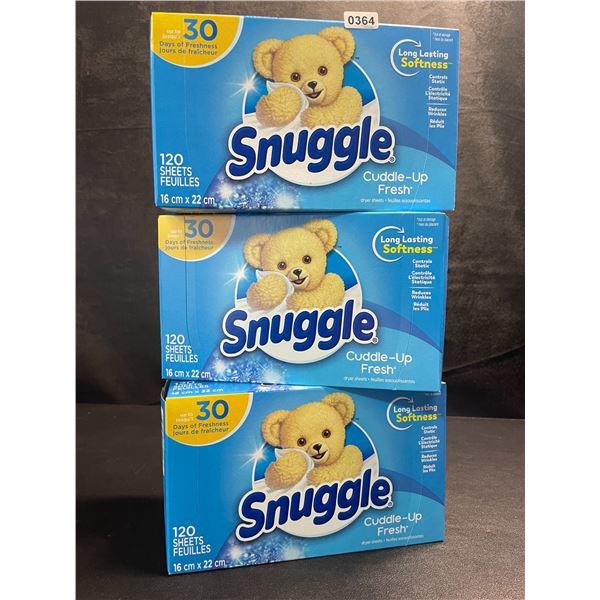 3 Boxes of Snuggle Cuddle-Up Fresh Dryer Sheets - 120 Sheets Per Box - New Sealed