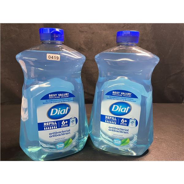 2 Large Bottles of Dial Antibacterial Hand Soap - Spring Water Scent - 1.53L Each - New