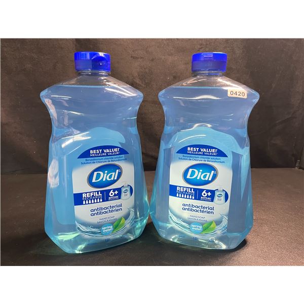 2 Large Bottles of Dial Antibacterial Hand Soap - Spring Water Scent - 1.53L Each - New