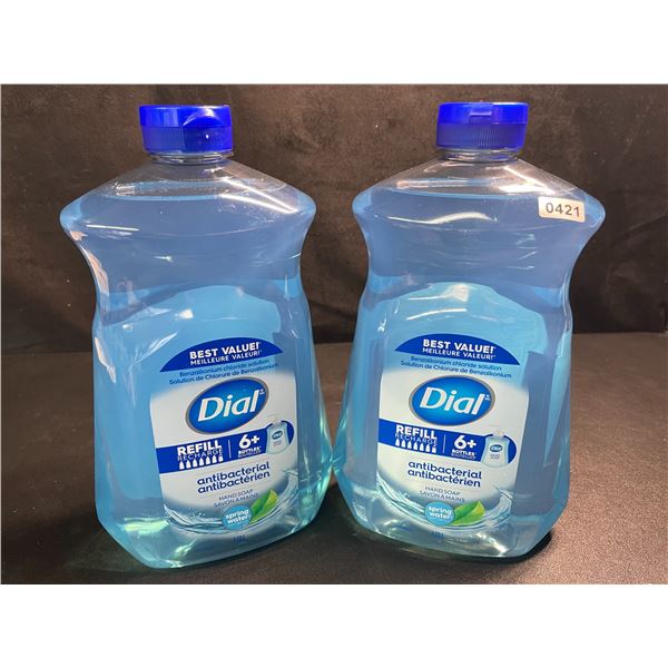 2 Large Bottles of Dial Antibacterial Hand Soap - Spring Water Scent - 1.53L Each - New
