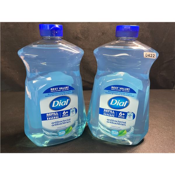 2 Large Bottles of Dial Antibacterial Hand Soap - Spring Water Scent - 1.53L Each - New