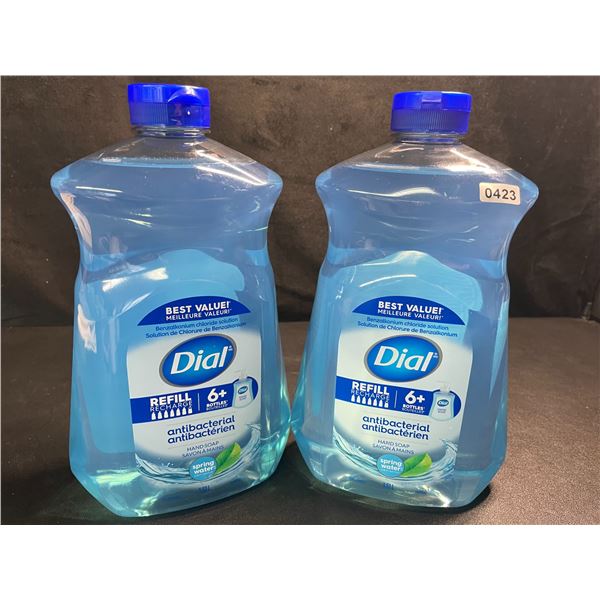 2 Large Bottles of Dial Antibacterial Hand Soap - Spring Water Scent - 1.53L Each - New