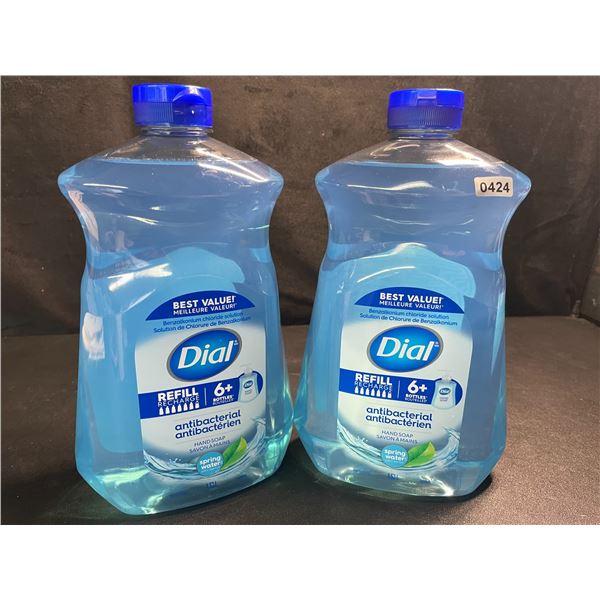 2 Large Bottles of Dial Antibacterial Hand Soap - Spring Water Scent - 1.53L Each - New