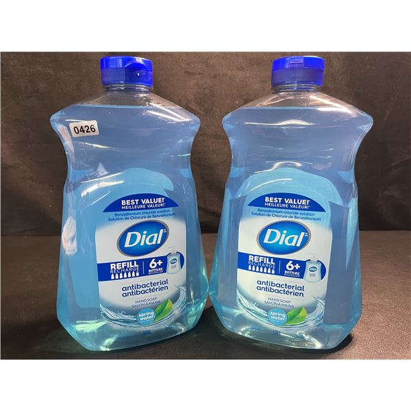 2 Large Bottles of Dial Antibacterial Hand Soap - Spring Water Scent - 1.53L Each - New