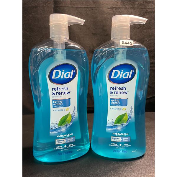 2 Dial Refresh & Renew Hydrating Body Wash - Spring Water Scent - 946ml Each (Large Size) - New