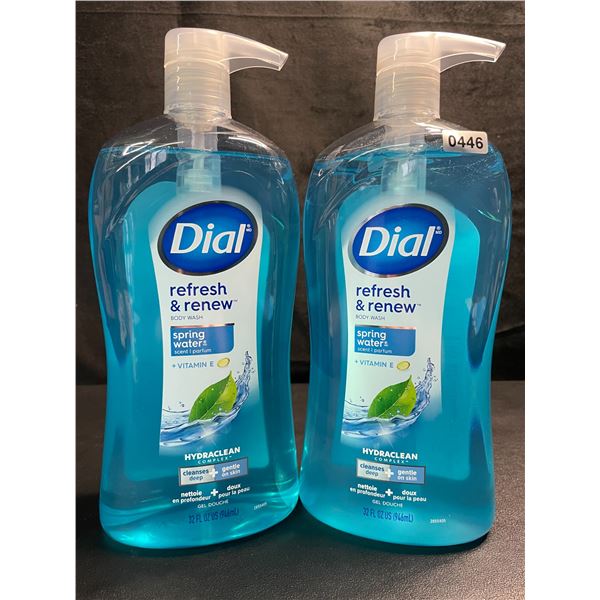2 Dial Refresh & Renew Hydrating Body Wash - Spring Water Scent - 946ml Each (Large Size) - New
