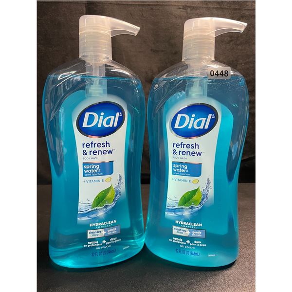 2 Dial Refresh & Renew Hydrating Body Wash - Spring Water Scent - 946ml Each (Large Size) - New