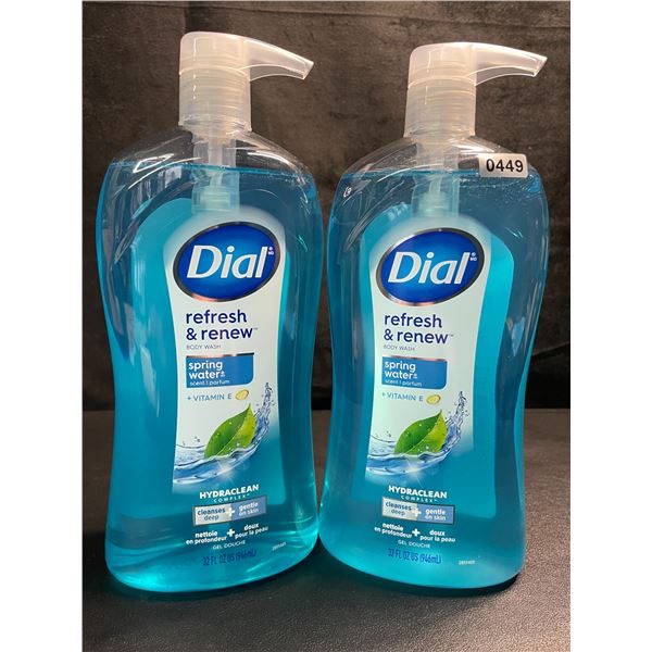 2 Dial Refresh & Renew Hydrating Body Wash - Spring Water Scent - 946ml Each (Large Size) - New