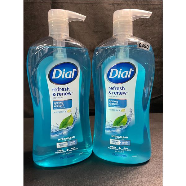 2 Dial Refresh & Renew Hydrating Body Wash - Spring Water Scent - 946ml Each (Large Size) - New