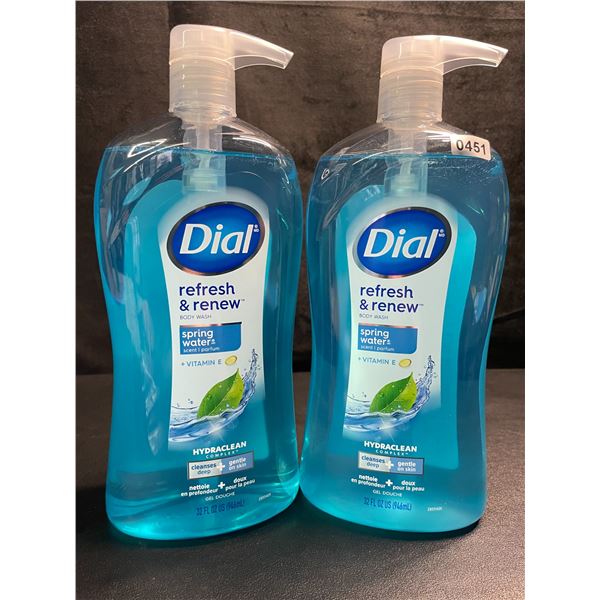 2 Dial Refresh & Renew Hydrating Body Wash - Spring Water Scent - 946ml Each (Large Size) - New