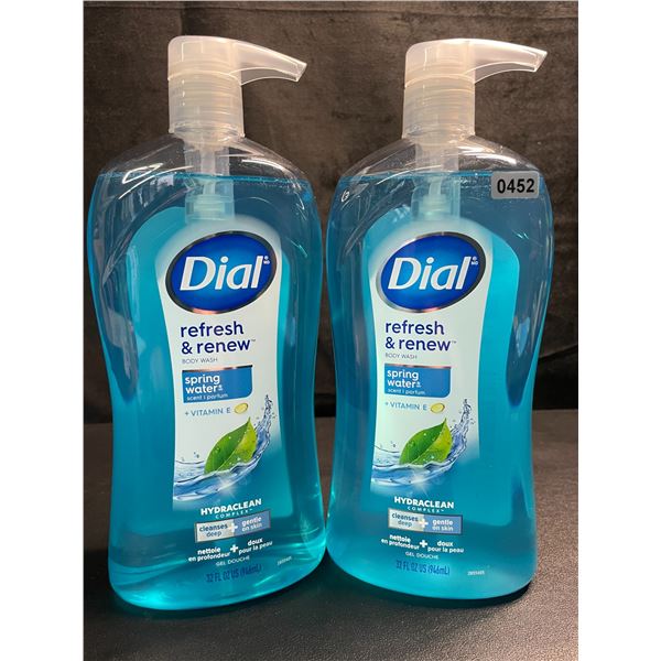 2 Dial Refresh & Renew Hydrating Body Wash - Spring Water Scent - 946ml Each (Large Size) - New