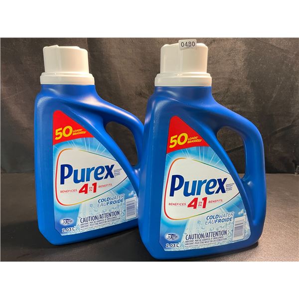 2 Bottles of Purex Cold Water Liquid Laundry Detergent - 2.03L (50 Loads) Each - New