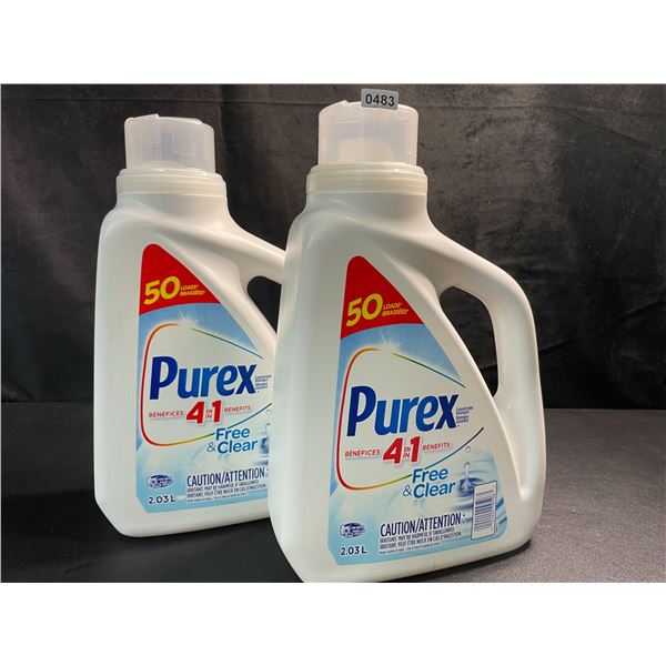 2 Bottles of Purex Free & Clear Concentrated Liquid Laundry Detergent - 2.03L (50 Loads) Each - New