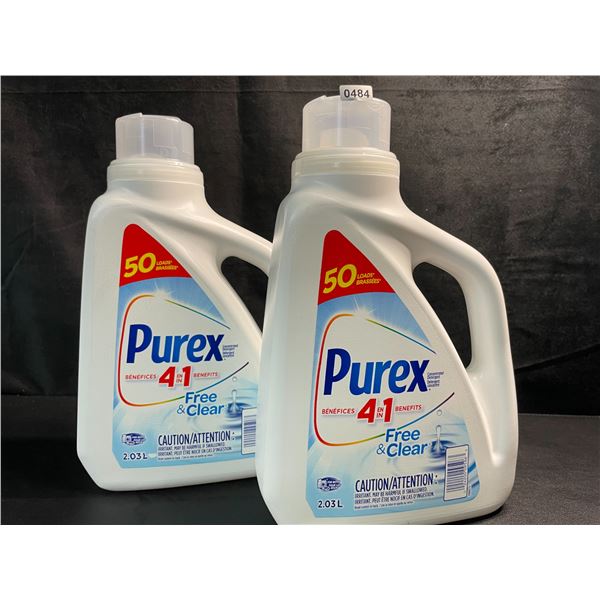 2 Bottles of Purex Free & Clear Concentrated Liquid Laundry Detergent - 2.03L (50 Loads) Each - New