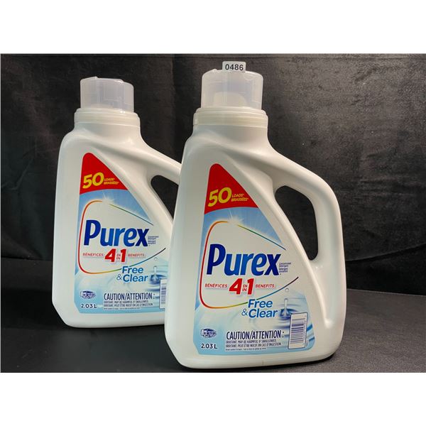 2 Bottles of Purex Free & Clear Concentrated Liquid Laundry Detergent - 2.03L (50 Loads) Each - New