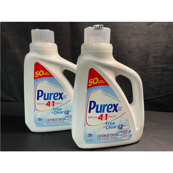 2 Bottles of Purex Free & Clear Concentrated Liquid Laundry Detergent - 2.03L (50 Loads) Each - New