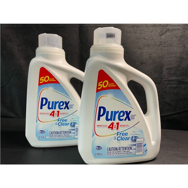 2 Bottles of Purex Free & Clear Concentrated Liquid Laundry Detergent - 2.03L (50 Loads) Each - New