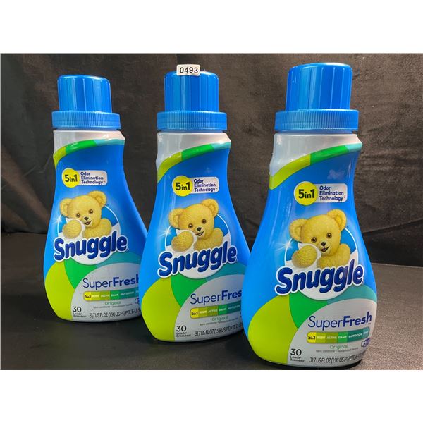 3 Bottles of Snuggle Original SuperFresh Liquid Fabric Softener - 937ml Each - New