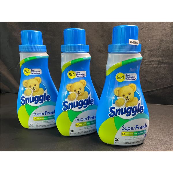 3 Bottles of Snuggle Original SuperFresh Liquid Fabric Softener - 937ml Each - New