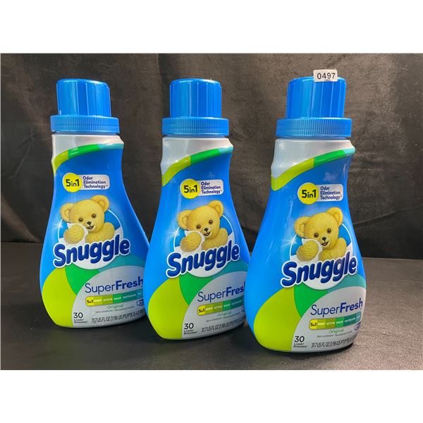 3 Bottles of Snuggle Original SuperFresh Liquid Fabric Softener - 937ml Each - New