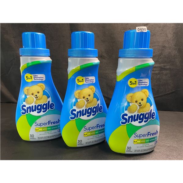 3 Bottles of Snuggle Original SuperFresh Liquid Fabric Softener - 937ml Each - New