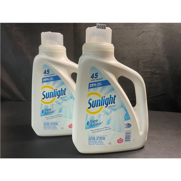 2 Bottles of Sunlight Free+Clear Concentrated Liquid Laundry Detergent - 1.84L Each - New
