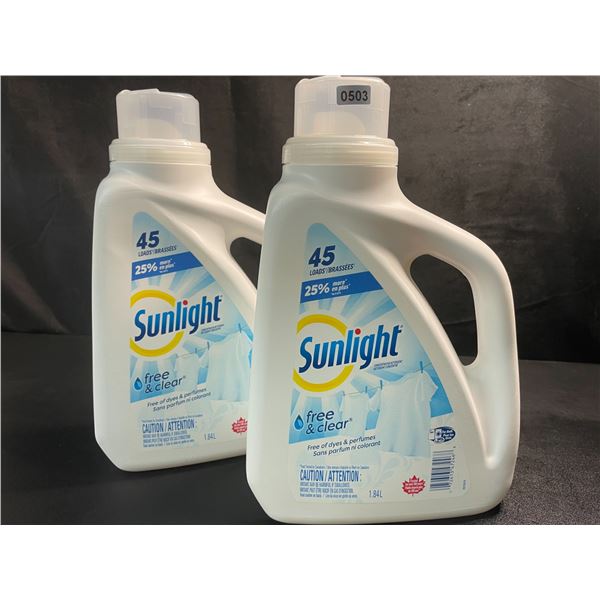 2 Bottles of Sunlight Free+Clear Concentrated Liquid Laundry Detergent - 1.84L Each - New