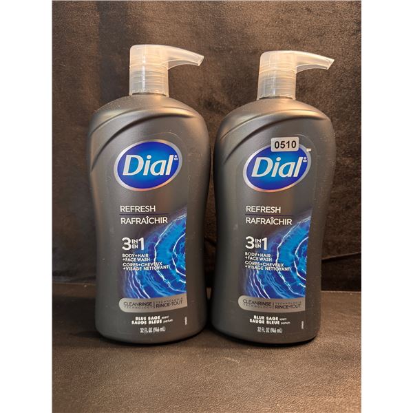 2 Bottles of Dial Refresh 3in1 Body Wash - New