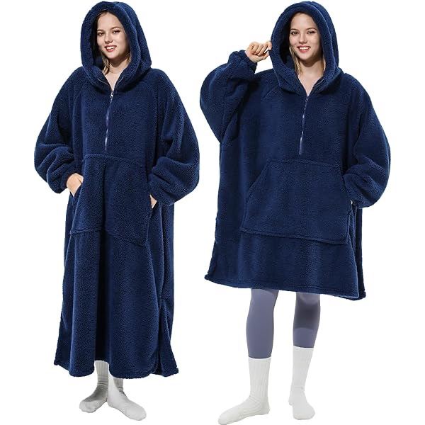 Oversized Microfibre Fleece Wearable Sherpa Hoodie -OS Fits All - New