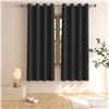 Image 2 : Black Living Room Curtains with Silver Grommets 52"x63" - New