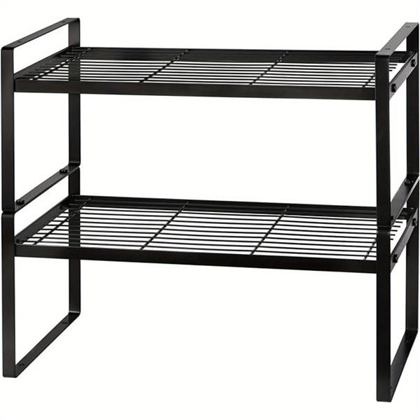 Black 2 Tier Shelf for Desktop and Counter Top Organizing - New