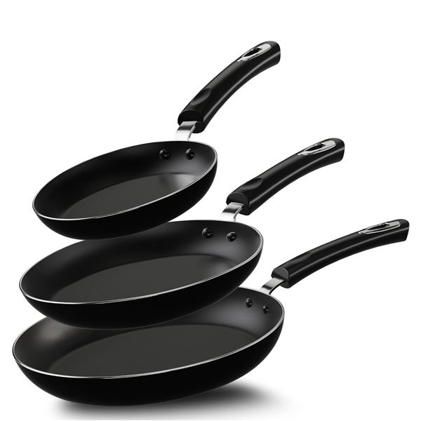 Kitchly 3PC Black Non Stick Frying Pan Set - New