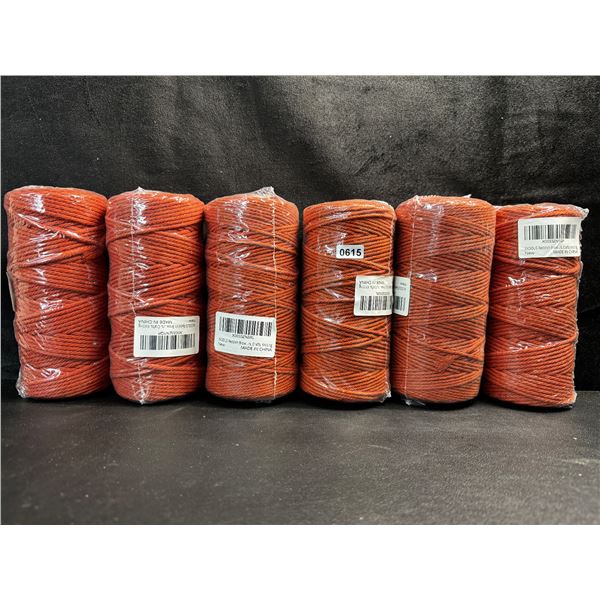 6 Spools/Rolls of Reddish Brown Coloured Macrame Yarn/Rope - New