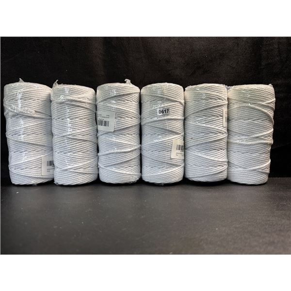 6 Spools/Rolls of White Coloured Macrame Yarn/Rope - New