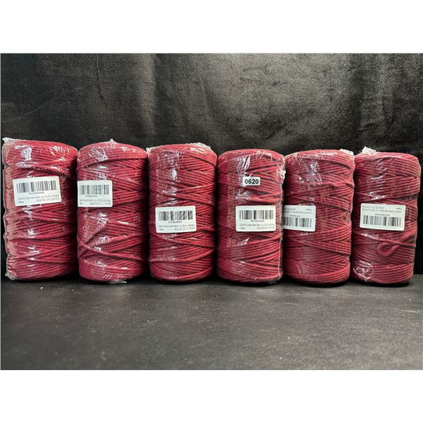 6 Spools/Rolls of Wine Red Coloured Macrame Yarn/Rope - New