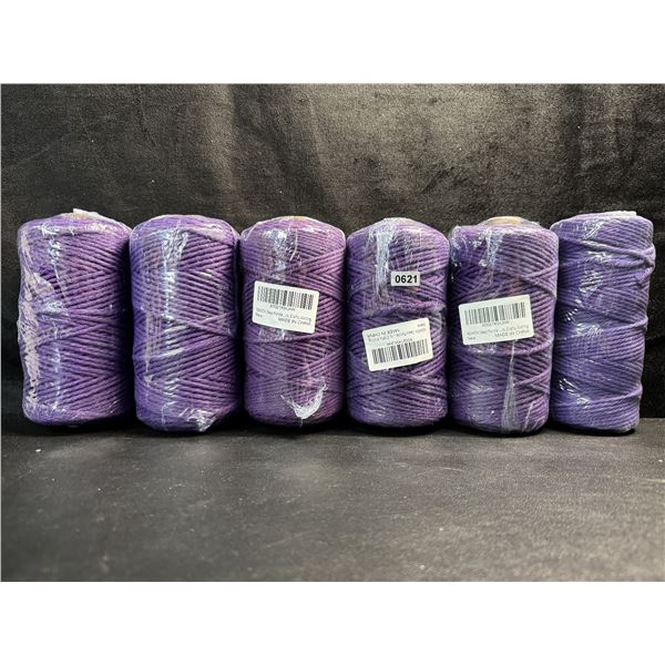 6 Spools/Rolls of Deep Purple Coloured Macrame Yarn/Rope - New