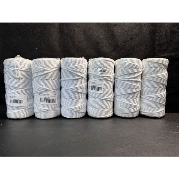 6 Spools/Rolls of White Coloured Macrame Yarn/Rope - New