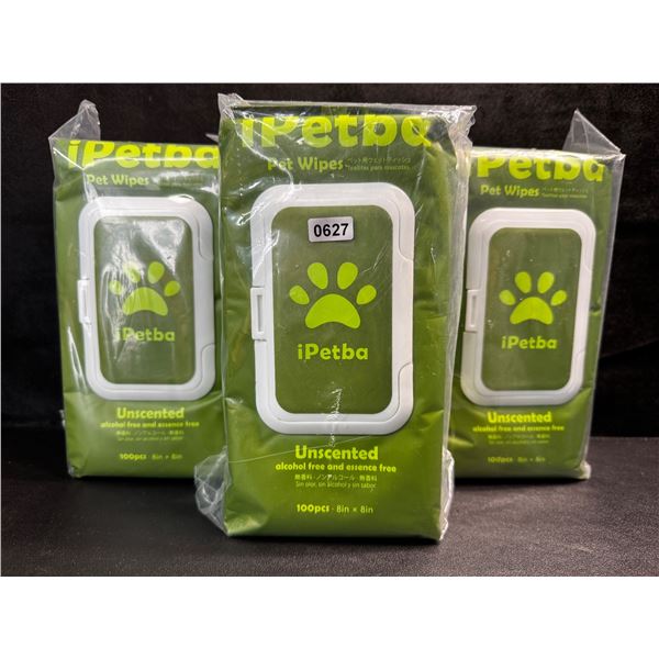 3 Packs of iPetba 100PCS Unscented Alcohol Free Pet Wipes - New