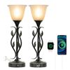 Image 1 : 1 Box of 2 Touch Control Dimmable Table Lamps with USB Charging - New
