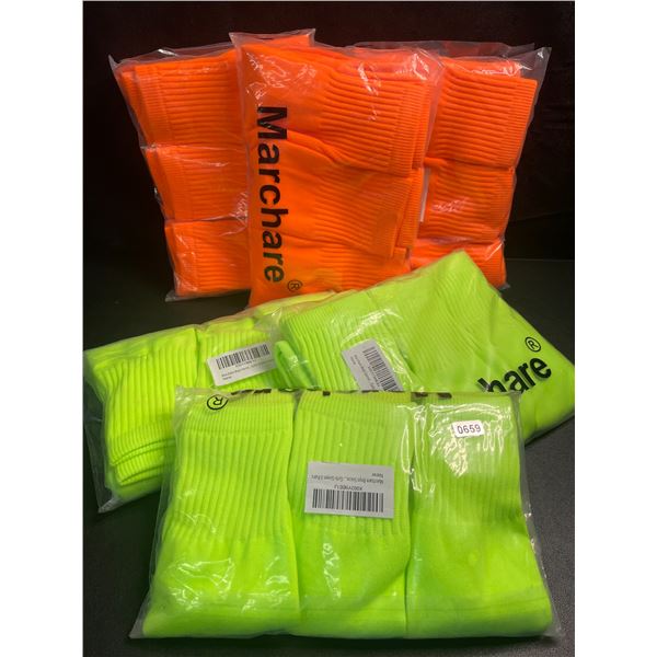 6 Packs of Marchare Boys Soccer Socks - Green/Orange - 3 Pairs Each/18 Pairs Total - New