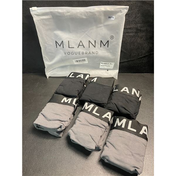 6-Pack of Mlanm Men's Cotton Boxer Briefs - Black/Grey - Size XL - New