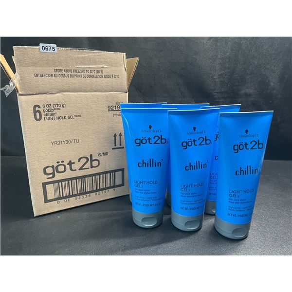 Box of 6 Bottles of Got2b Chillin' Light Hold Gel for Hair (170g) - For Slick Hair Styles - New!