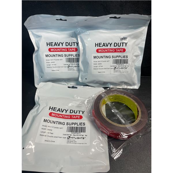 3 Packs/Rolls of Heavy-Duty Double-Sided 3M Mounting Tape - 16FT Per Roll - Brand New!