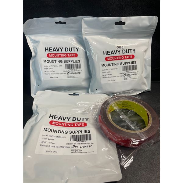 3 Packs/Rolls of Heavy-Duty Double-Sided 3M Mounting Tape - 16FT Per Roll - Brand New!