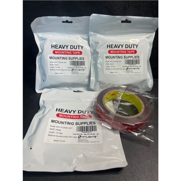 3 Packs/Rolls of Heavy-Duty Double-Sided 3M Mounting Tape - 16FT Per Roll - Brand New!
